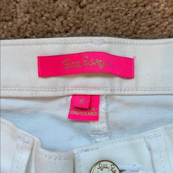 Lilly Pulitzer South Ocean crop flare pant with Lapis Geo Border Embroidery - Picture 9 of 11